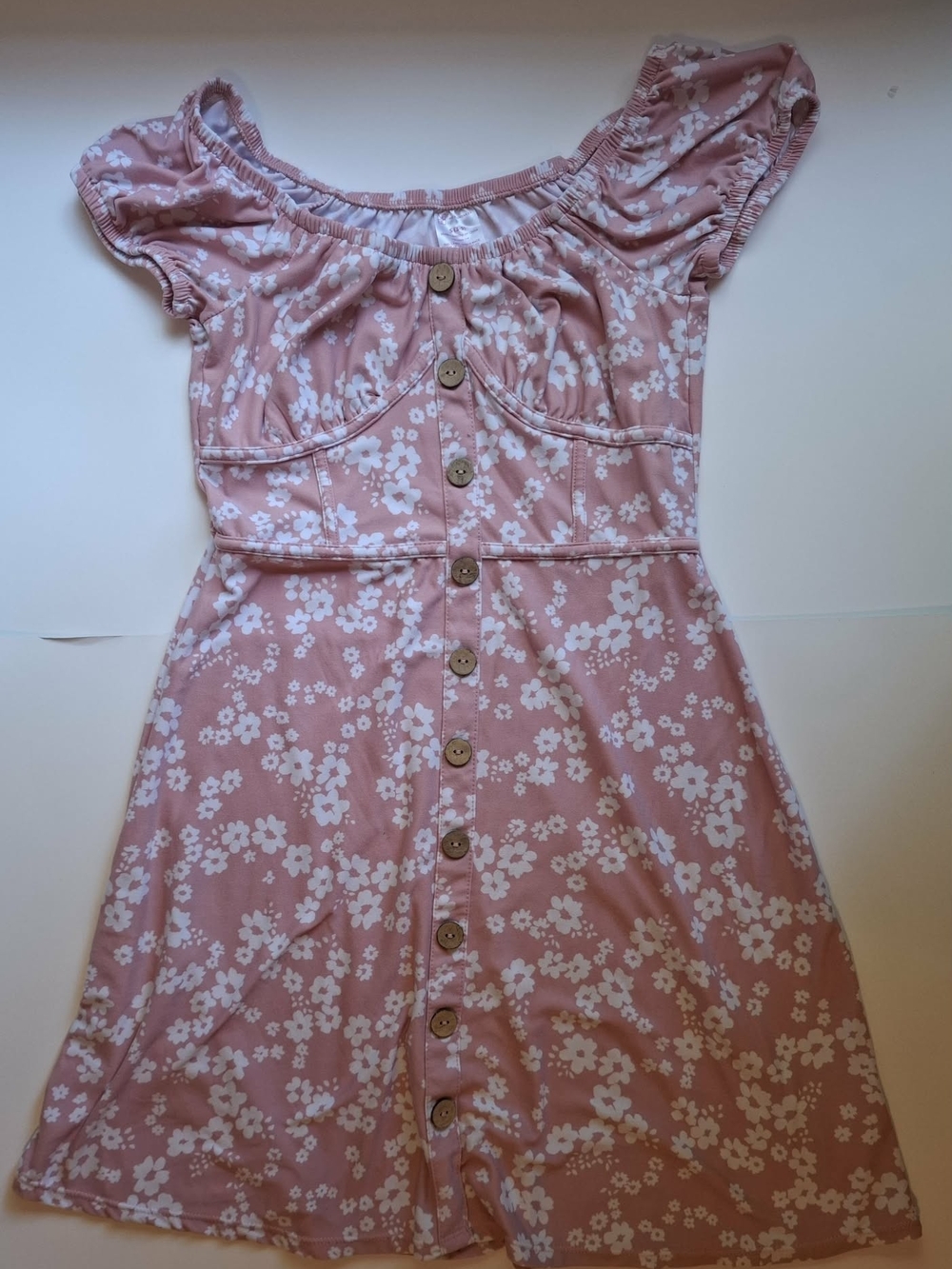 No Boundaries Pink Floral Button-Front Casual Dress